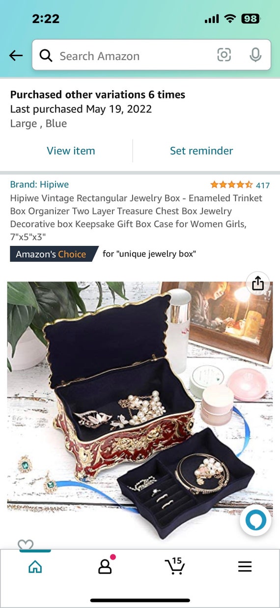 Hipiwe Vintage Jewelry Box, Small Enameled Trinket Box Organizer  Rectangular Treasure Chest Box Jewelry Decorative box Keepsake Gift Box  Case for