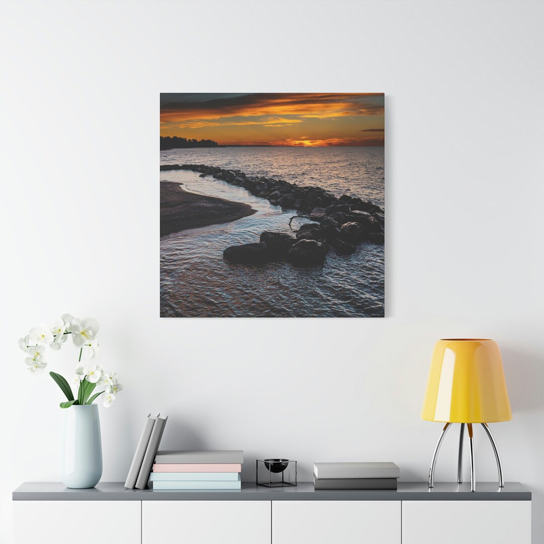 Lake Erie Sunset Canvas Print | Coastal Wall Art - Etsy