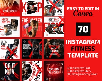Plantillas de Instagram de fitness: paquete editable de Canva