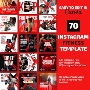 Fitness Instagram Canva Templates  Social Media Kit for Gyms and Personal Trainers Digital Marketing Agency Canva Template Sport and Health