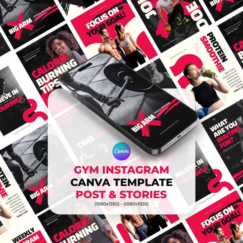 Fitness Instagram Templates for Canva – Editable Social Media Pack - Etsy