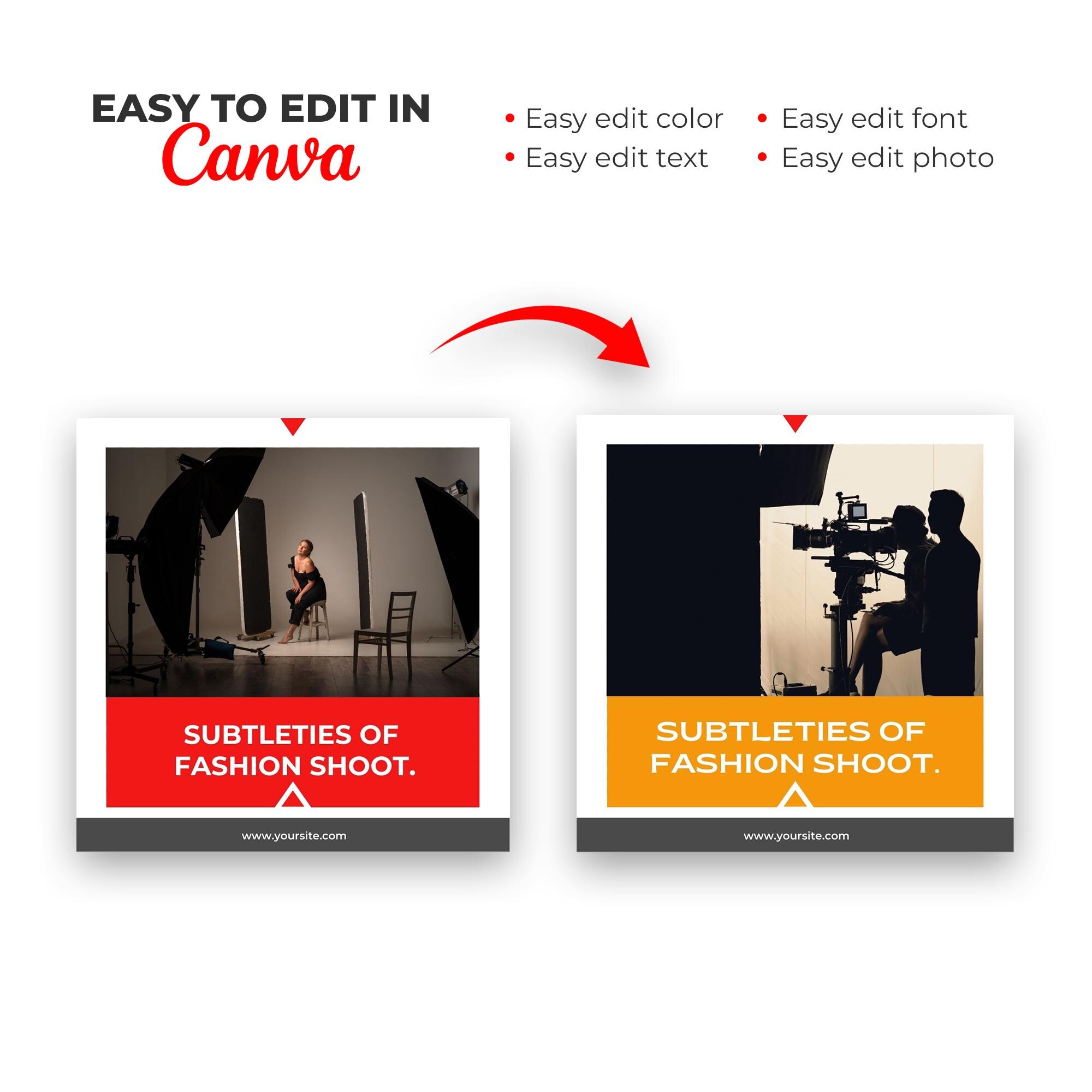 Blogger Photographer Instagram Post Story Templates – Editable Canva ...