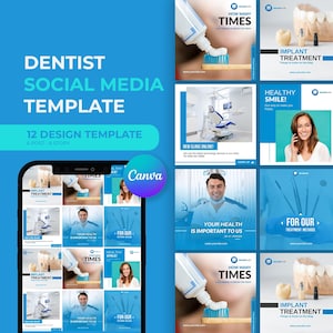 Dental Clinic Instagram Canva Templates Social Media Kit for Dentists and Orthodontists Social Media Digital Marketing Agency Canva Template