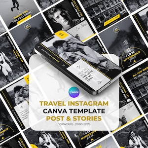 Instagram Canva Templates Yellow Editable Instagram Templates Modern Design Digital Marketing Agency Canva Template Travel and Blogger Canva