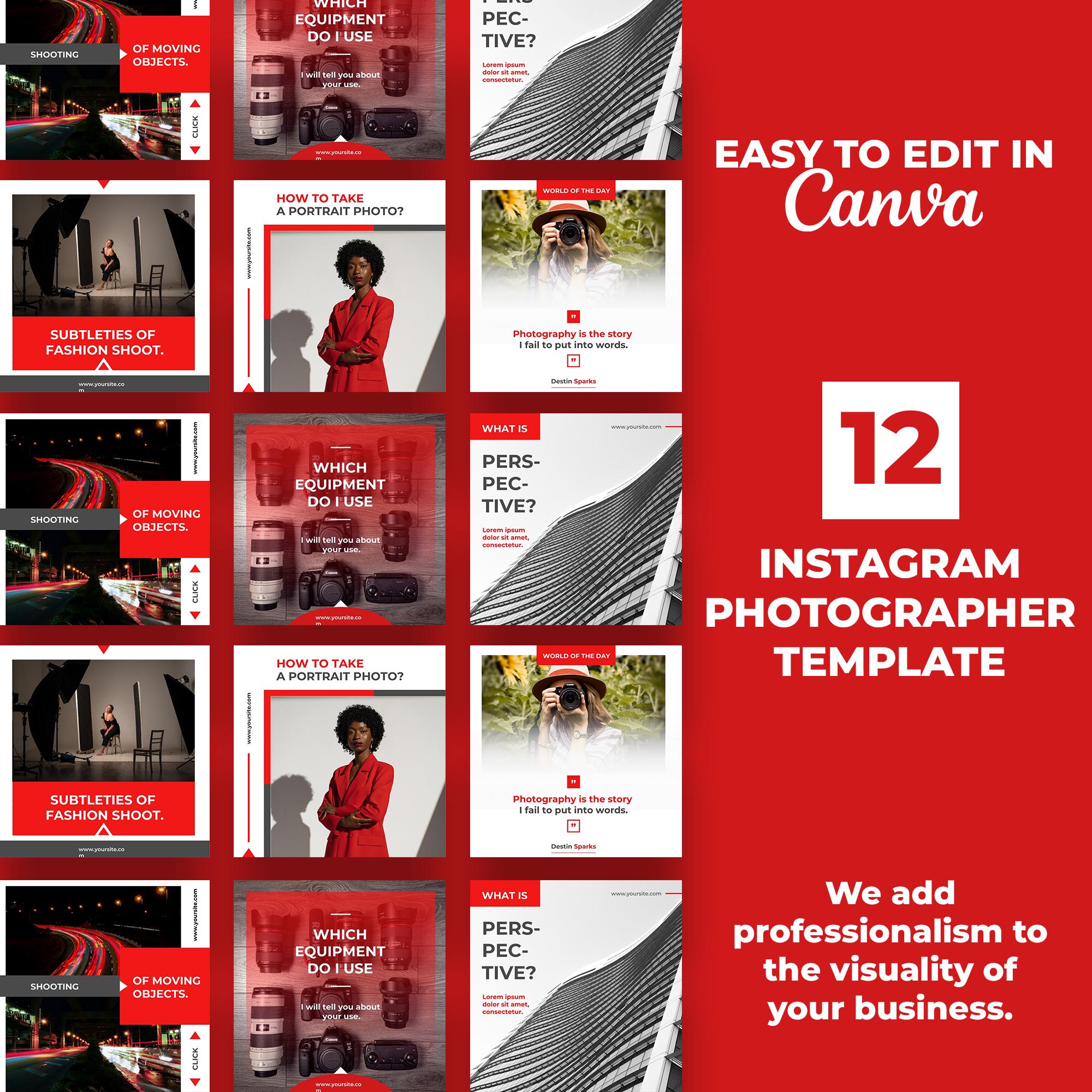 Blogger Photographer Instagram Post Story Templates – Editable Canva ...