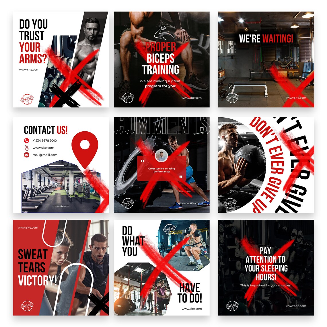 70 Fitness Instagram Templates Canva Social Media Post for Gyms ...