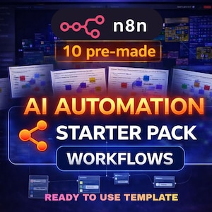 Pakiet n8n AI Automation Workflows, 10 szablonów bez kodu (do pobrania w wersji cyfrowej)