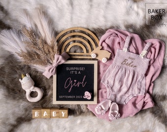 Digital Girl Baby Announcement, Girl Gender Reveal Social Media