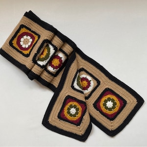 Handmade Knit Scarf For Women ,Crochet Scarf,Oversized Granny Square Scarf,Gift For Her,Cotton Accessory
