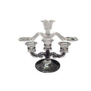 Vintage Candelabra Epergne Cambridge Glass Triple Light Candle Holder