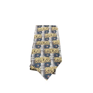 Bialucci Collection Mens Silk Tie Architectural Column & Gold Chain Silk