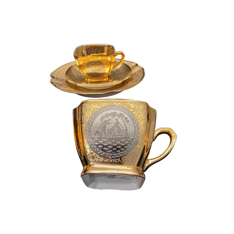 5 Arzberg Bavaria Tea Set Antique German Porcelain 24k Gold Platinum ...