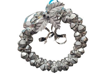 18 inch vintage volledig metalen zilveren jingle bell-krans