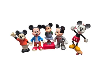 5 zabytkowych figurek Myszki Miki i Myszki Minnie z Walta Disneya