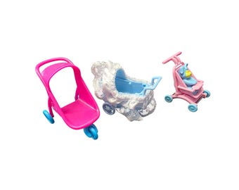 Cochecitos de bebé, juguetes para casa de muñecas, lote de 3