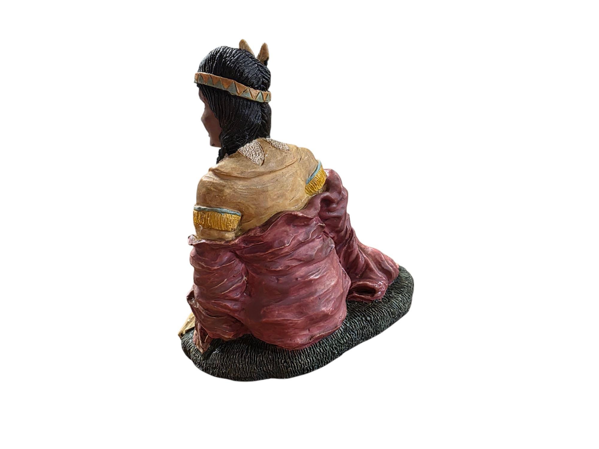 ヴィンテージ ネイティブアメリカン インディアン女性樹脂製陶器置物