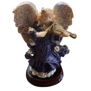 Vintage Angel Playing A Violin Figurine Sculpture