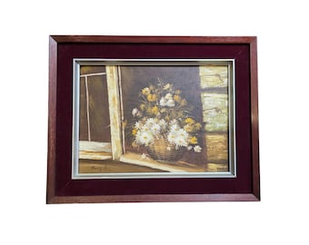 MCM Basket of Daisies Orginal Oil Painting Signed Art Work