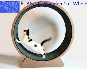 BLUEPRINT / PLAN of: Wooden Cat Wheel 120-140cm / 47-55''
