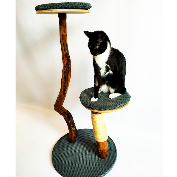 Handmade cat tree, scratcher, 40'' x 20'' x 27'' (102x51x68), natural pinewood