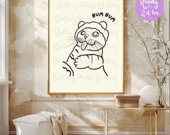 Ritratto di gatto personalizzato Poster di gatto carino Arte di animali domestici disegnata male Regalo per gli amanti dei gatti Arte murale di gatto disegnato a mano Regalo per la perdita di un animale domestico Gatto divertente