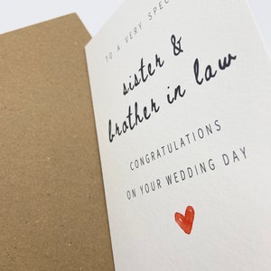 Happy Wedding Day Card | Sister & Brother in Law | Handpainted Red Heart | Handmade | A6 | Gift Message Option | Minimalist Design