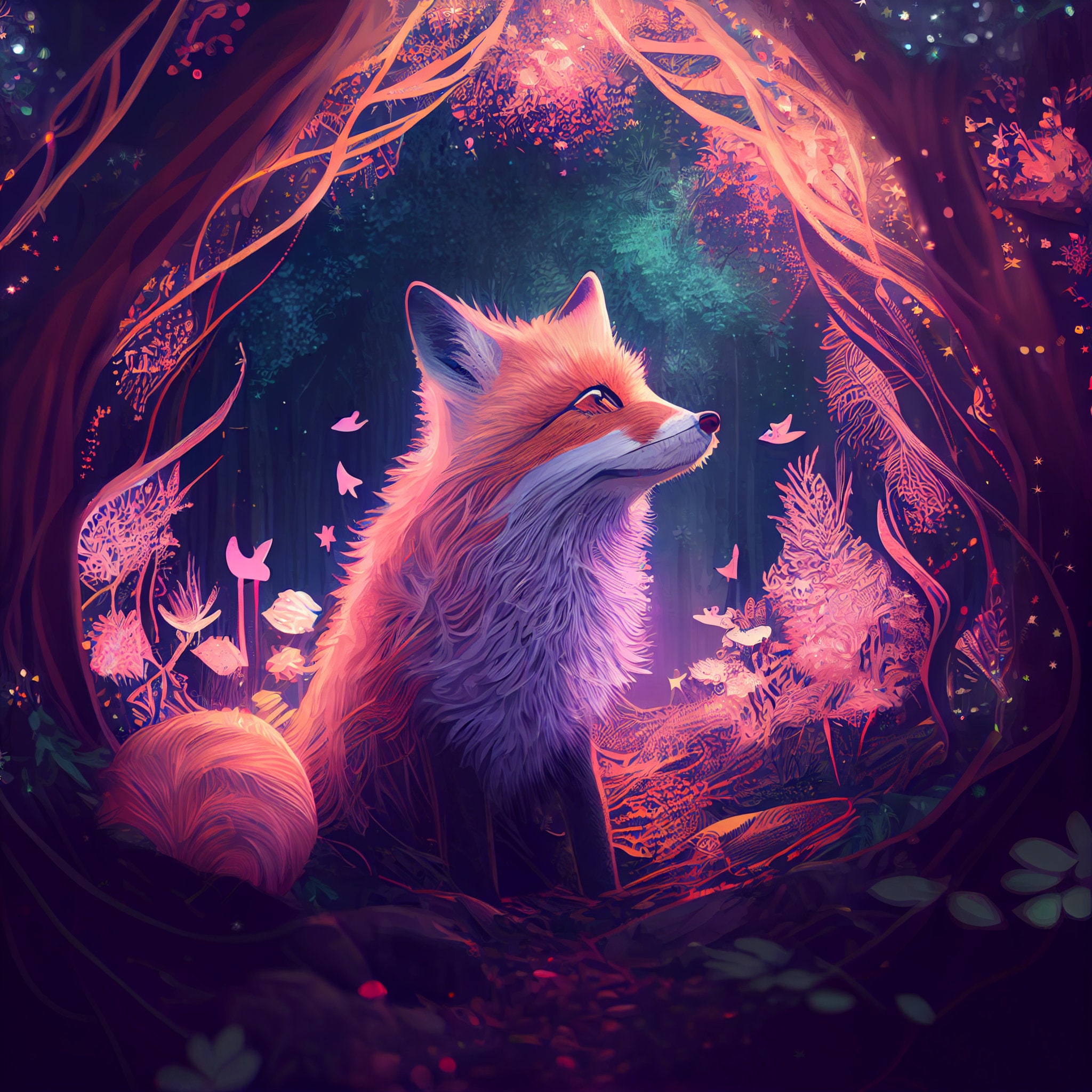 Magical Fox Art Print, Printable Typographical Art, Digital Download