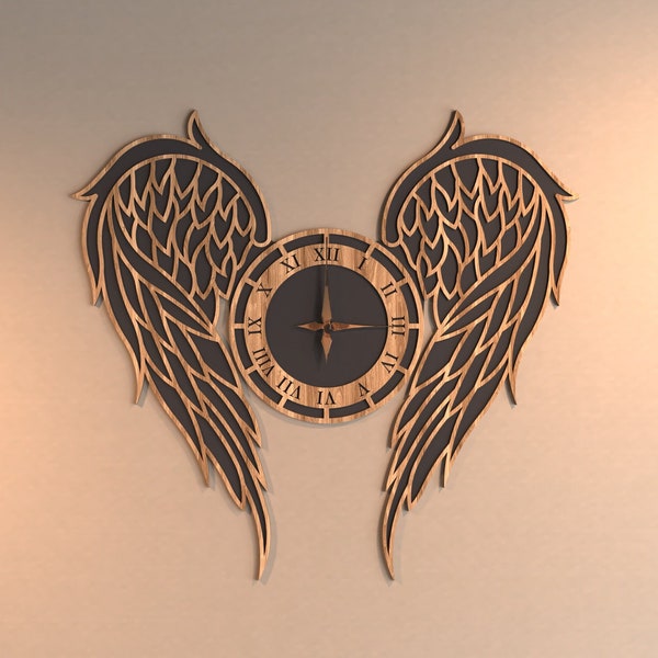 Digitale Dateien | Mehrschichtige Winx Flügel Wanduhr SVG DXF DWG Dateien Wanddeko Laser cut Dateien