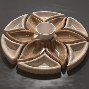 DIY Flower Shaped fragmented  style Tray 3D Fbx,STL,Dwg,Dxf ,3dmax  Model for CNC and 3D printer
