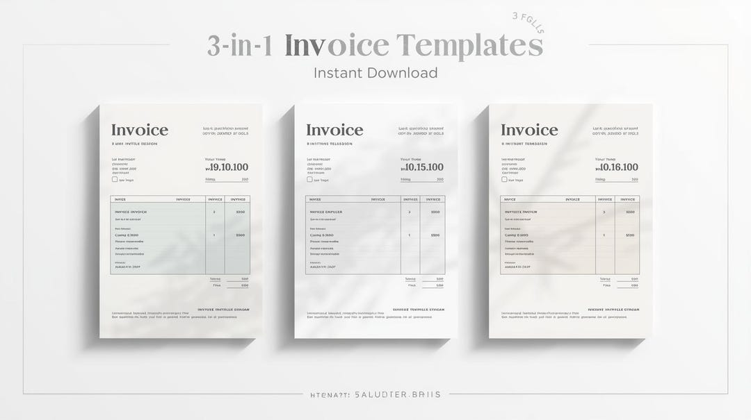 Invoice Template Bundle – 3 Editable Canva Invoice Designs for Small ...