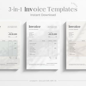 Invoice Template Bundle – 3 Editable Canva Invoice Designs for Small Business & Freelancers | Digital Download