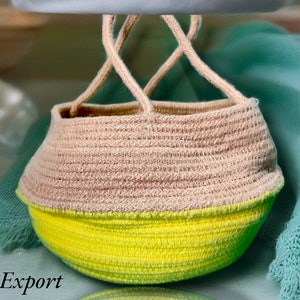 Panier à fruits, panier pour pot de fleur, panier de rangement pour oreillers, panier à couverture pour chambre de bébé ou salon, panier à linge en corde de coton tressée