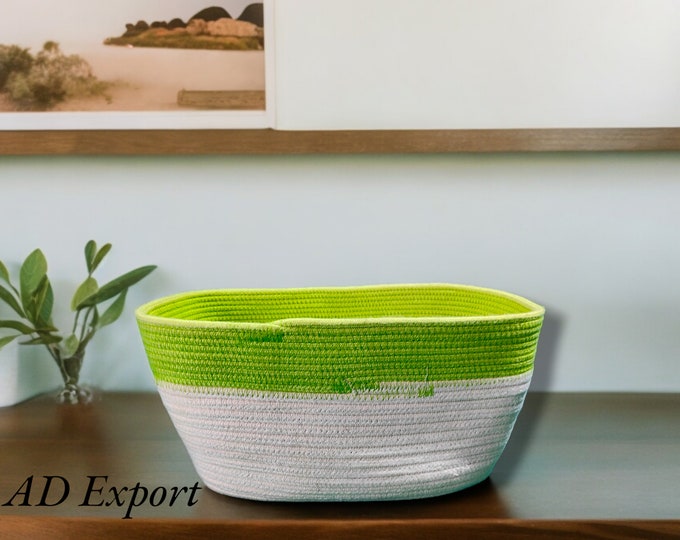 Square Cotton Rope Basket, Handmade Basket, Cotton Rope Organizer ...