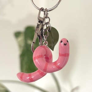 Wurm Schlüsselanhänger | Polymer Clay | Handgemachte Taschenanhänger