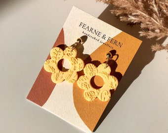 Floral Pastel Flower Dangle Earrings | 24K Gold | Handmade | UK | Recyclable Packaging | Gift | Boho Earrings | Spring | Chic | Mother's day