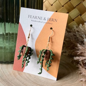 String of Pearls Plant Pot Earrings | Boho Earrings | Handmade | UK | Recyclable Packaging | Spring Earrings | Botanical | Mother's Day Gift