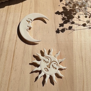 Sun & Moon Magnets or Pins || Botanical | Pastel Homeware | Kitchen Decor | Plant lover Decor | Flower Magnets | Handmade | Celestial Decor