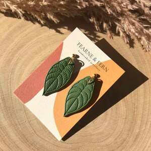 Plant Leaf Earrings 24K Gold Handmade UK Recyclable Packaging Gift Boho Earrings Valentine's Earrings Spring earrings Light Green Dotted