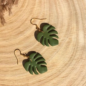 Monstera / Swiss Cheese Plant Leaf Earrings 24K Gold Handmade UK Recyclable Packaging Gift Boho Earrings Spring Earrings image 7