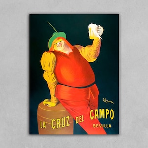 Birre La Cruz del Campo (1906) Poster pubblicitario d'epoca, ristampa, decorazione per la casa, arte murale, decorazione per ufficio