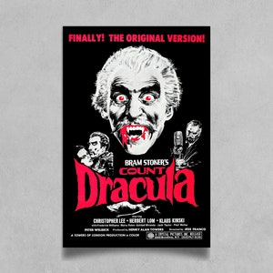 Bram Stoker's Graf Dracula Movie Poster Reprint - 1970 Horrorfilm Kunstdruck, Christopher Lee Vampir Wanddeko