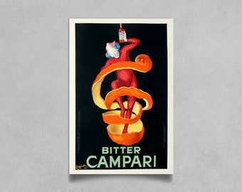 NEW BITTER CAMPARI | Leonetto Cappiello 1921 Poster | Vintage Italian Aperitif Art Print
