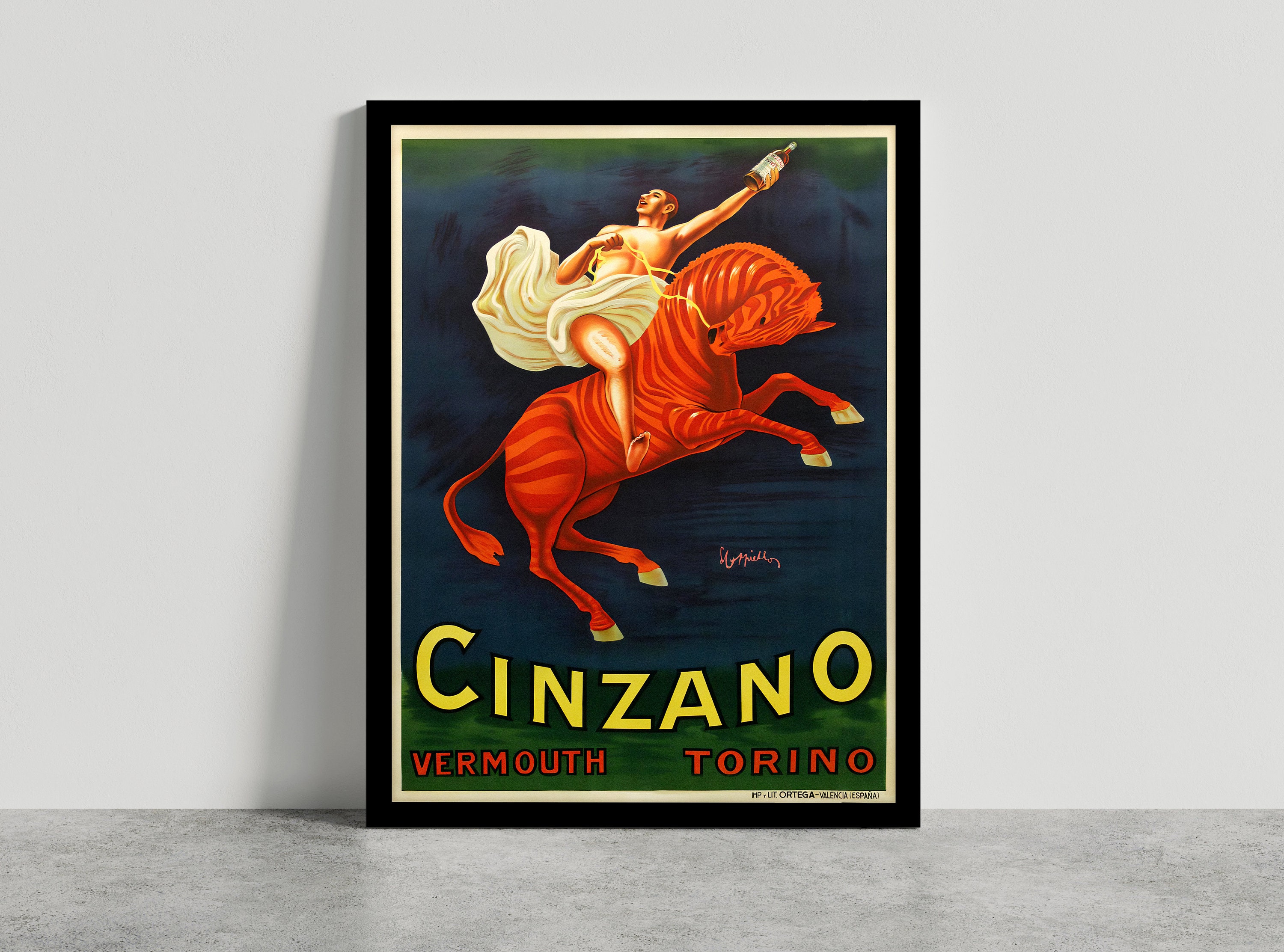 Vintage Cinzano Man on Horse by Cappiello Poster Print - Retro Vintage Cinzano Man on Horse by Cappiello Poster Print - Retro