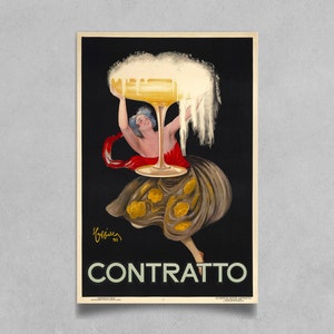 Contratto 1922 Anuncio de alcohol francés por Leonetto Cappiello Poster Reprint - Vintage Liquor Lámina artística