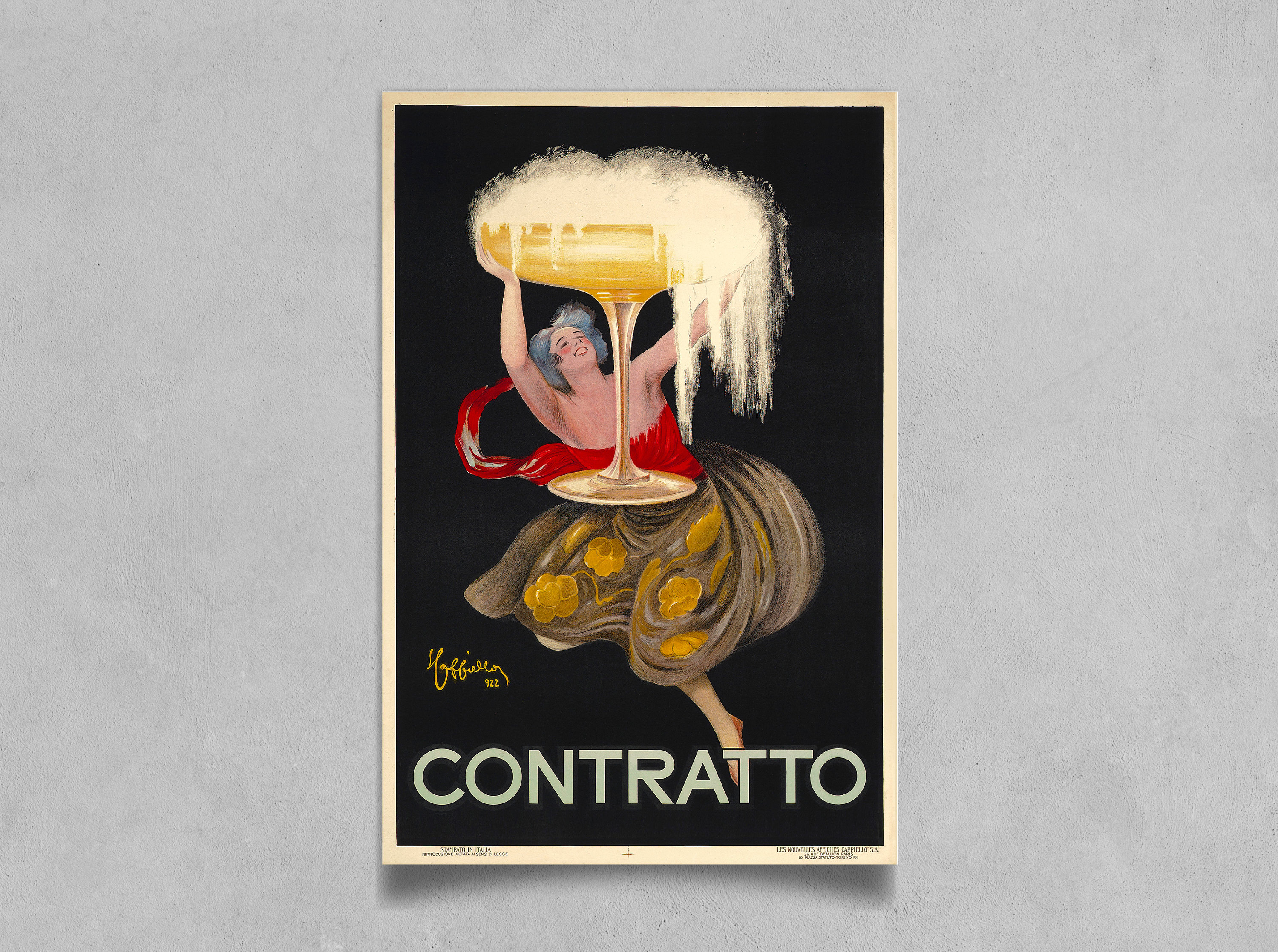 Contratto 1922 French Alcohol Advertisement by Leonetto Cappiello Poster Reprint - Vintage Liquor Art Print
