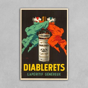 Reimpresión del cartel publicitario de Diablerets L'Aperitif Genereux vintage