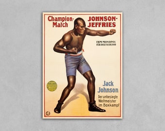 Stampa D'Arte Vintage Con Cornice, Foto Pugile Jack Johnson, Quadro Per Parete 33x45.5 Cm, Cornice Nera