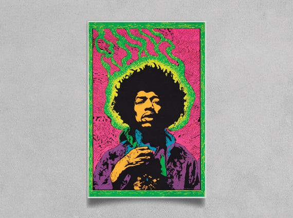 Jimi Hendrix Poster Psychedelic Rock Art Music Lover Gift