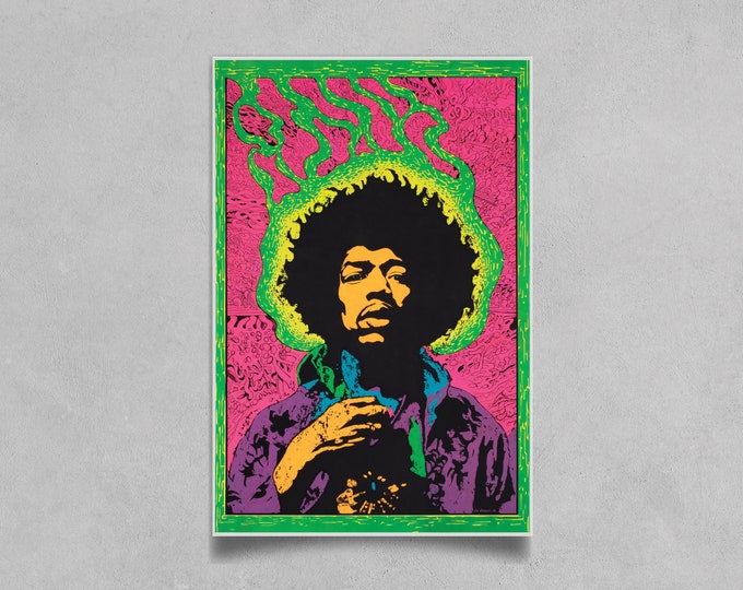 Jimi Hendrix Poster Psychedelic Rock Art Music Lover Gift Rock Music Art Print