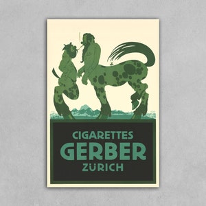 Vintage Klinger Cigarette Gerber Zurich Publicidad Poster Print, publicidad vintage, cultura suiza, hermoso diseño
